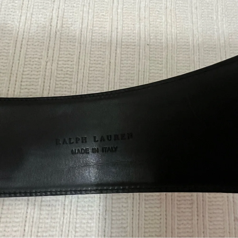 $595 NWT Ralph Lauren black leather padlock key belt M - Picture 4 of 8